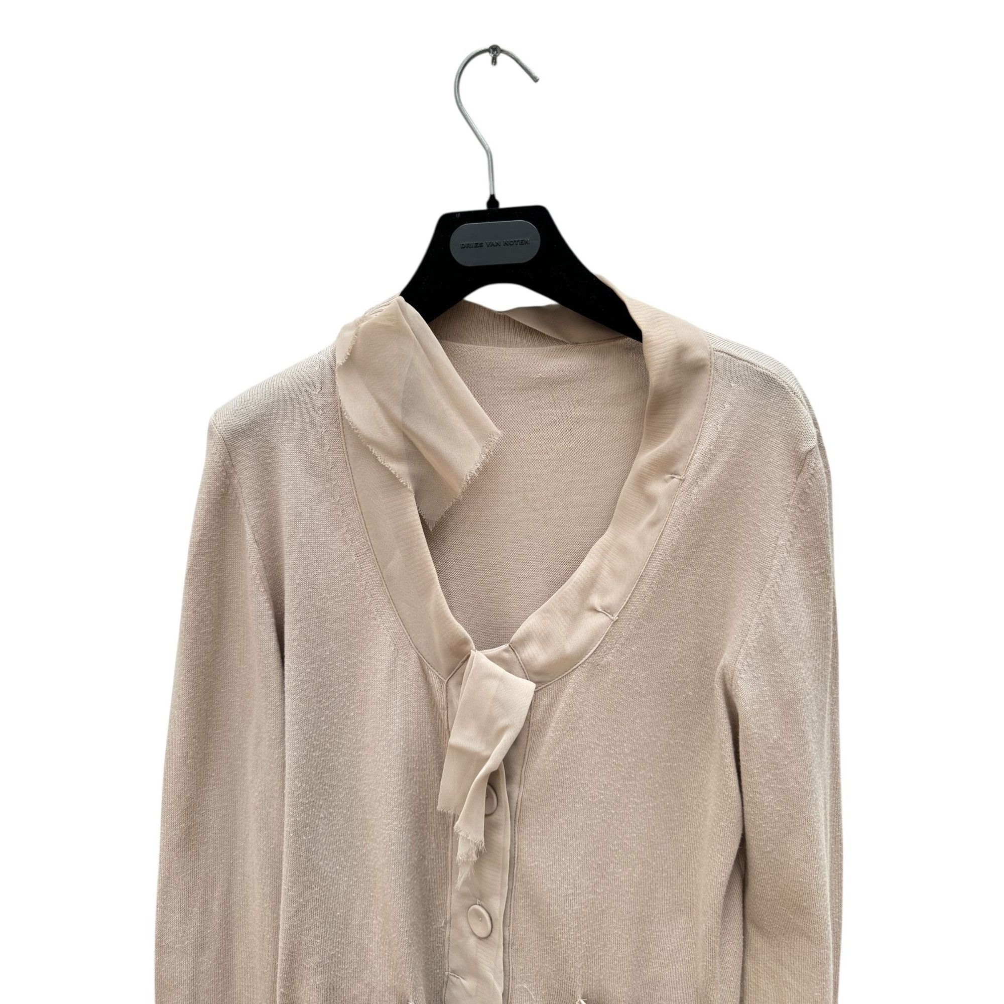 Maison Margiela SS 2006 Beige Sheer-Trimmed Cardigan Size L / US 10 / IT 46 - 3 Thumbnail