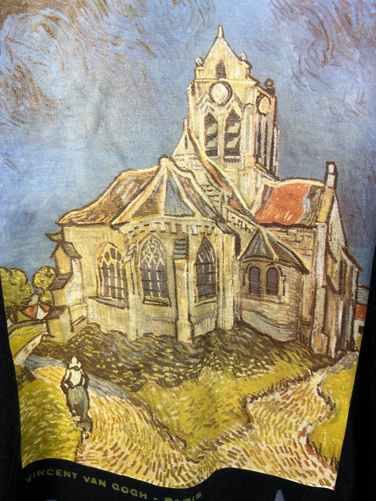 Vintage 90s Vintage Vincent Van Gogh The Church In Auvers T-Shirt Size US L / EU 52-54 / 3 - 4 Thumbnail