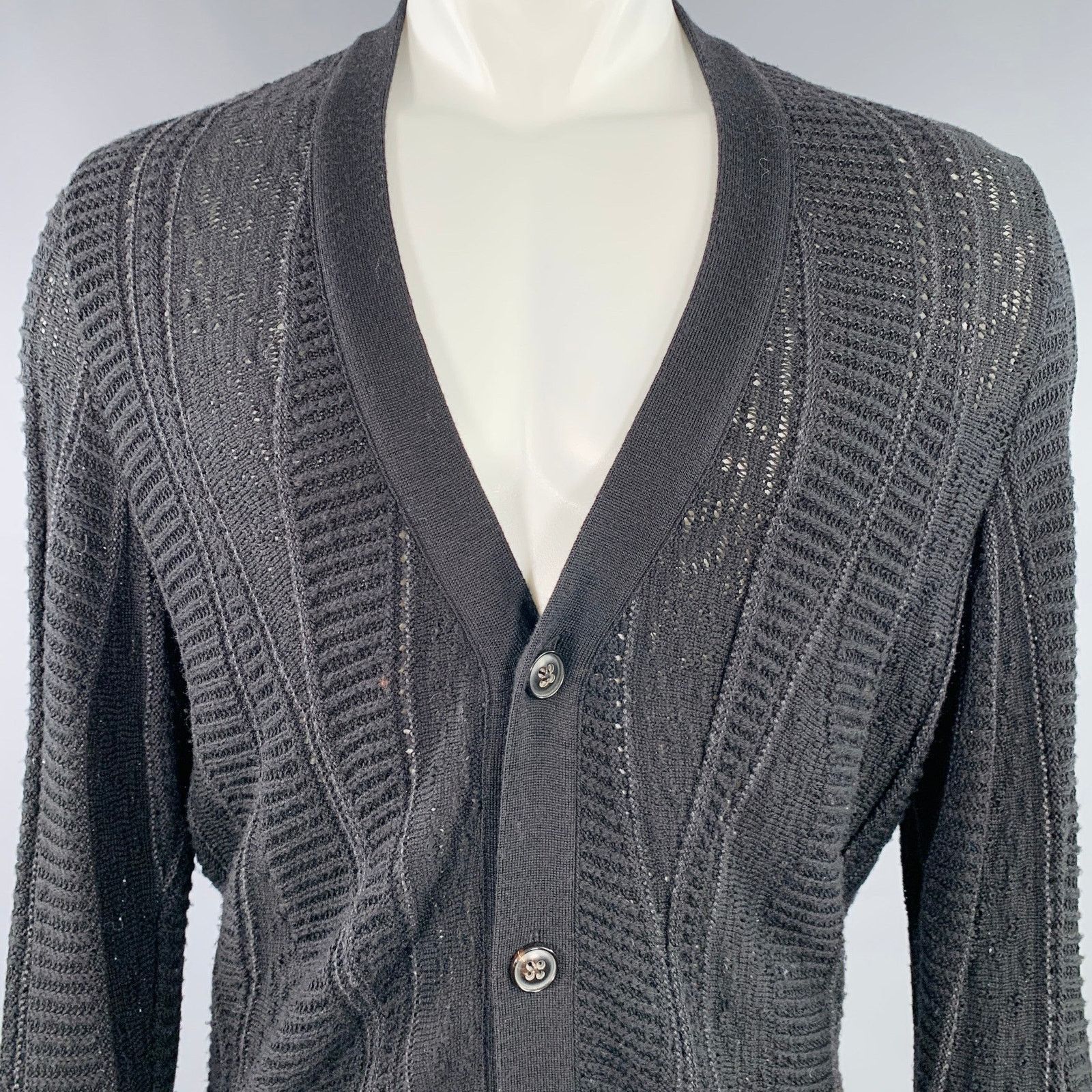 Marc Jacobs MARC JACOBS Size M Black Knit Wool Cotton Button Up Cardigan Size US M / EU 48-50 / 2 - 2 Thumbnail