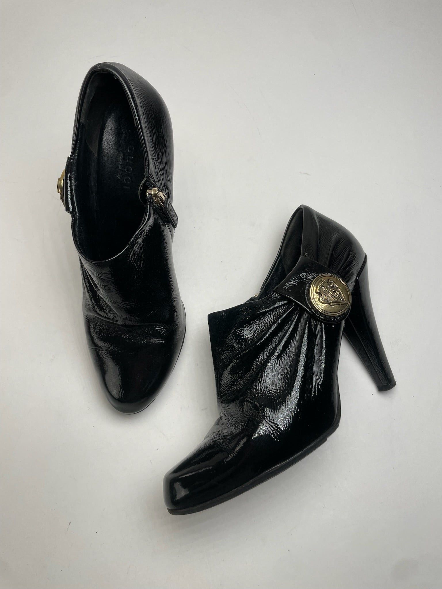 Gucci Vintage Patent Leather Heeled Boots Black 37,5 Size US 6.5 / IT 36.5 - 1 Thumbnail