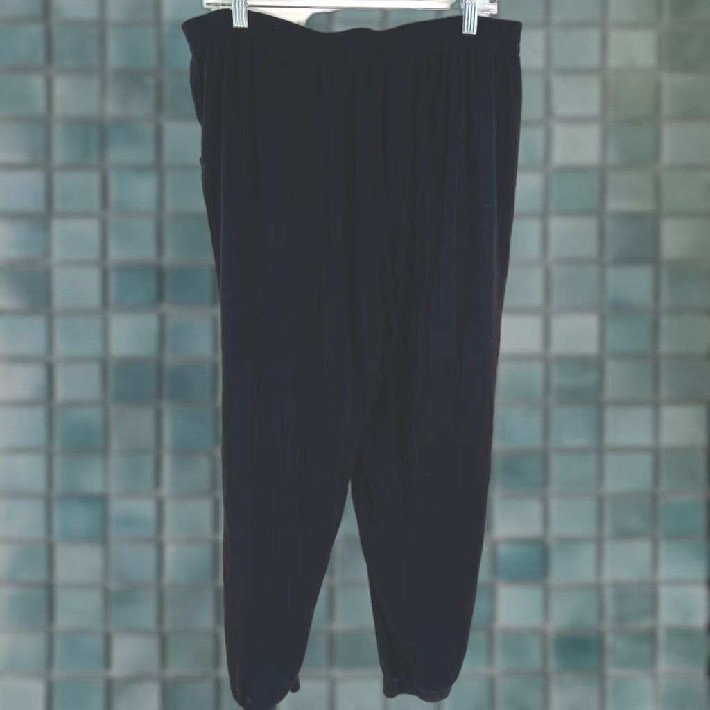Vintage Vanilla Star Jogger Pants Womens XL Black Activewear Drawstring Elastic Waist Pockets 29" Inseam 100% Rayon Size 34" / US 12 / IT 48 - 1 Thumbnail