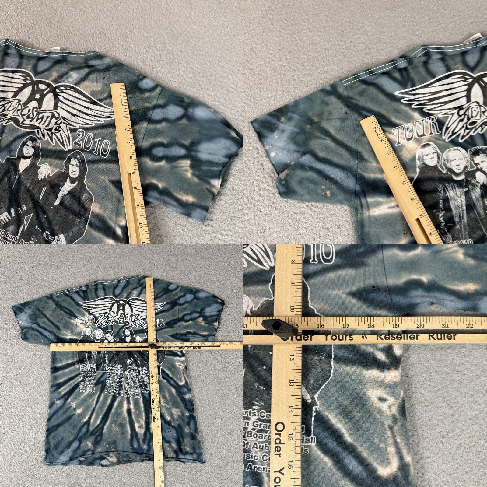 Gildan VINTAGE Aerosmith T Shirt Adult Medium Gray Tie Dye Cocked Locked Rock Tour Distressed M Mens Size US M / EU 48-50 / 2 - 9 Thumbnail