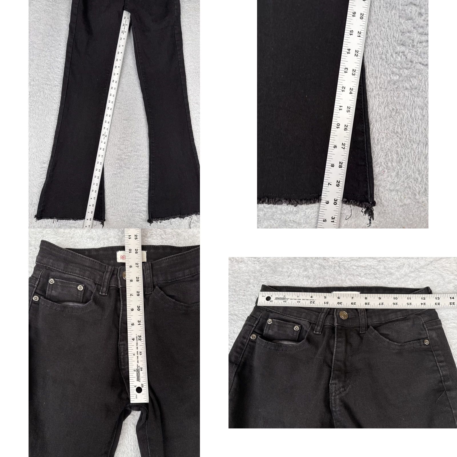 Vintage Red Bottoms Jeans Women's 5 Black Denim Flare Low Rise 25x30 Cotton Blend 5-Pocket Zipper Button Vintage? No Size 27" / US 4 / IT 40 - 8 Thumbnail