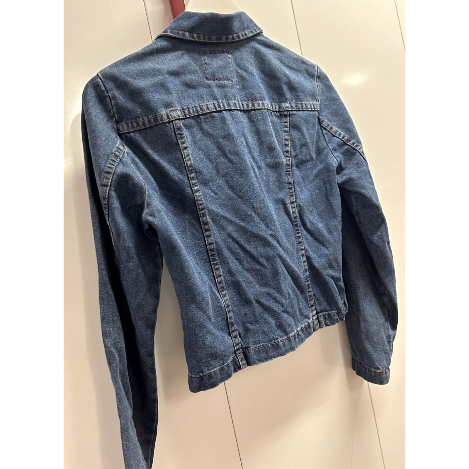 Joseph VINTAGE For Joseph Denim Jacket Womens Zipper Blue 1990s Size S USA Glam Rock Jacket Size 28" / US 6 / IT 42 - 5 Thumbnail