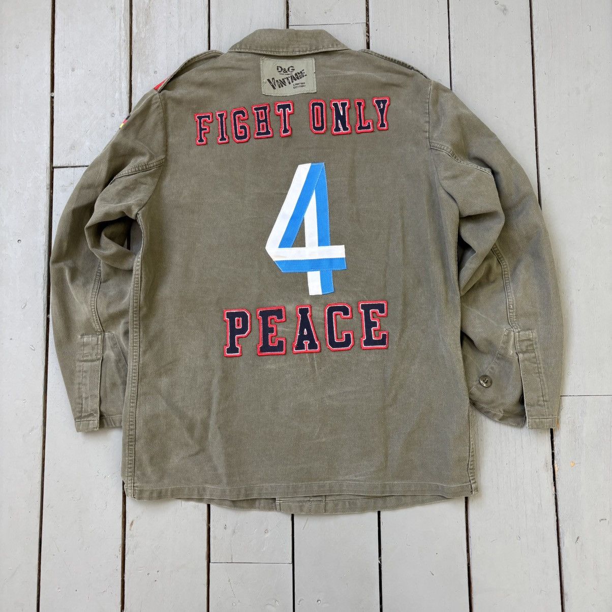 Dolce & Gabbana Vintage “Fight Only 4 Peace” Military Jacket Size US M / EU 48-50 / 2 - 3 Thumbnail