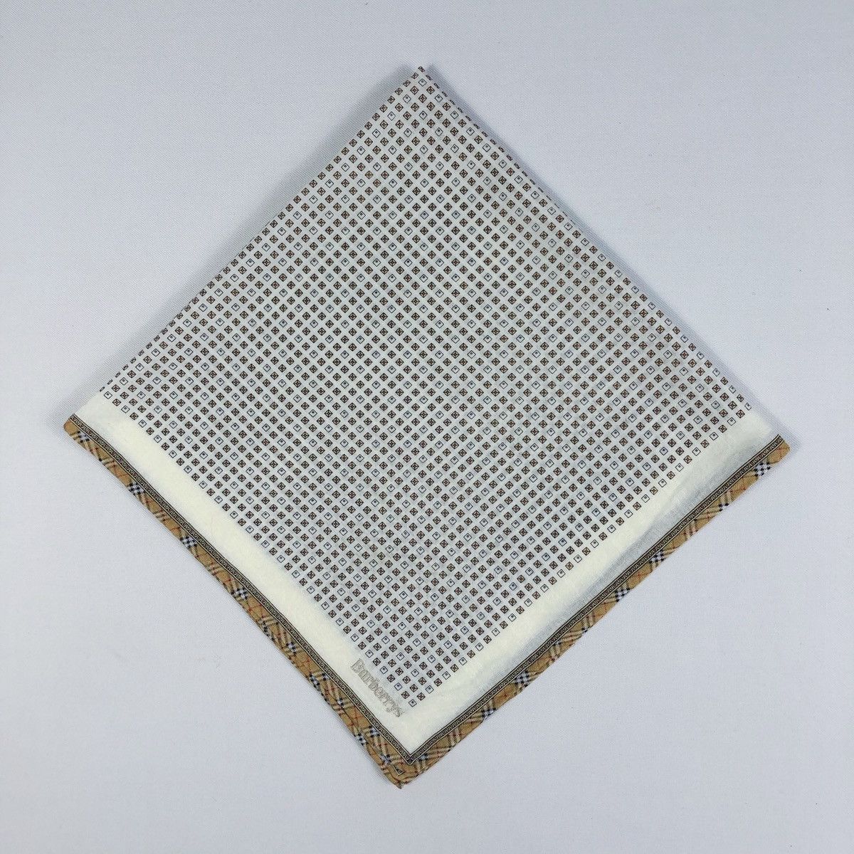 image of Vintage Burberrys Handkerchief Bandana in Cream, Men's