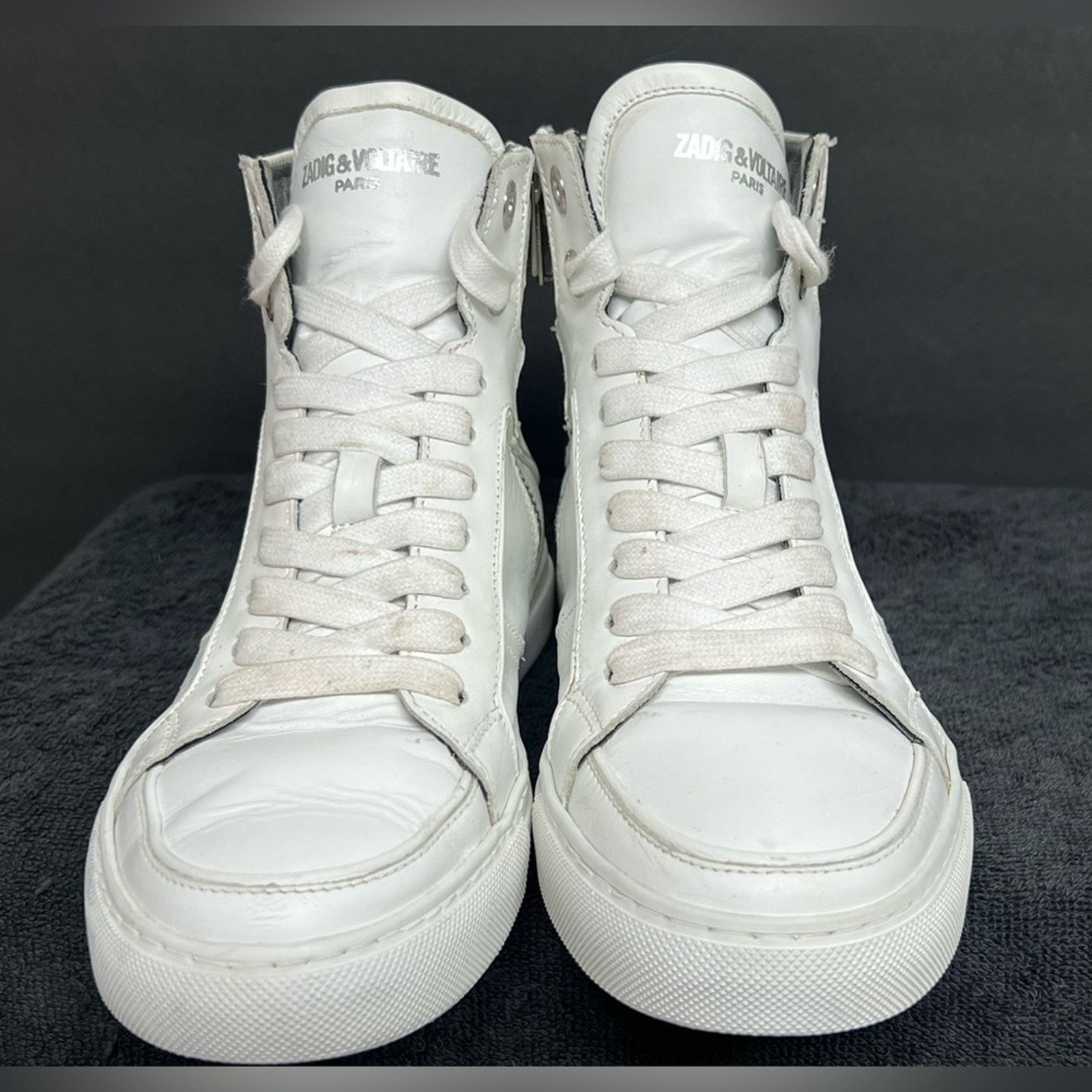 Zadig & Voltaire Size 37 - Zadig & Voltaire High Flash Sneakers White Leather Size US 6.5 / IT 36.5 - 3 Thumbnail