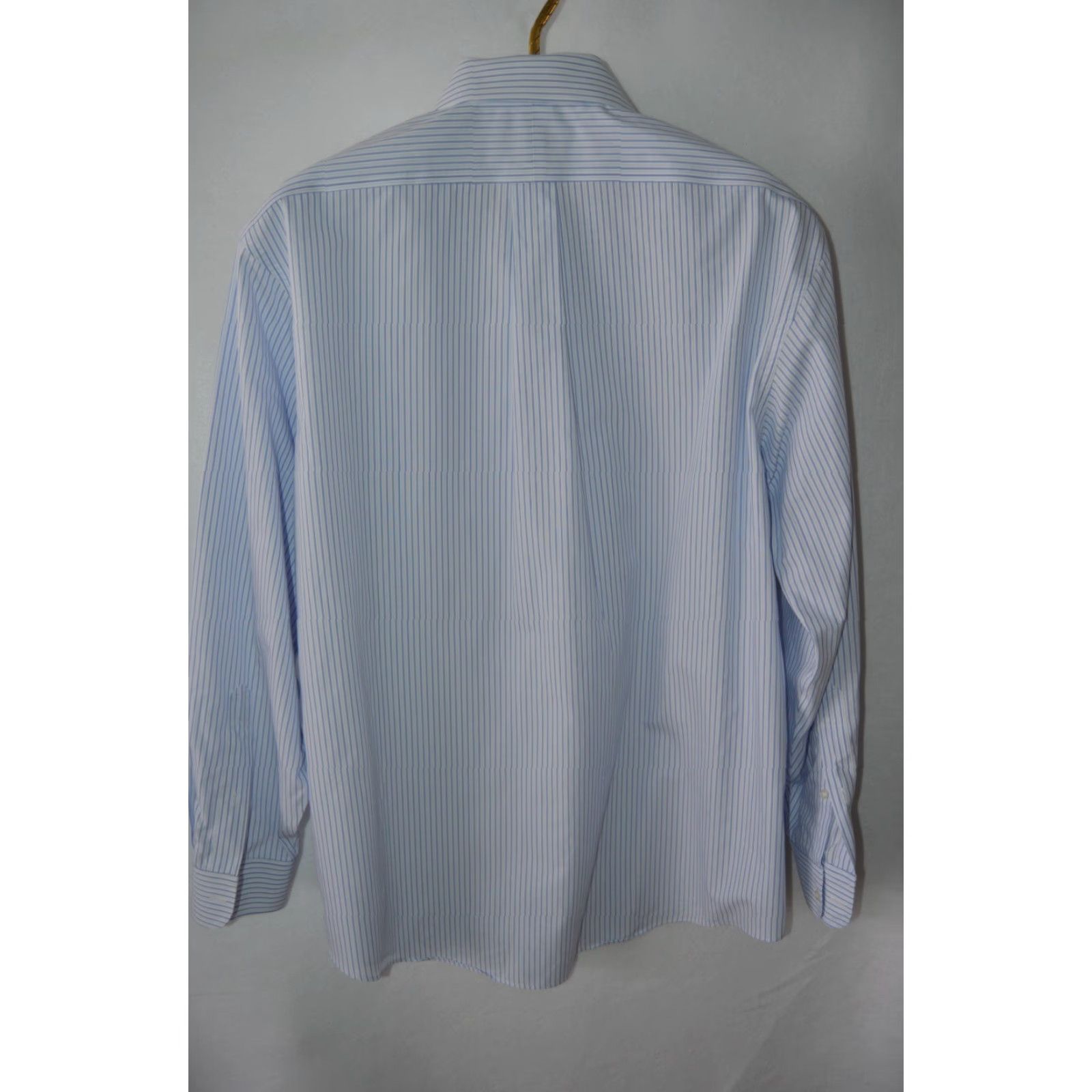 Jos. A. Bank Jos. A. Bank Dress Shirt Traveler Blue White Stripe L/S Button-Front 17-35 Men Regular 100% Cotton Button-Down Collared Vintage: No Size 46R - 2 Thumbnail