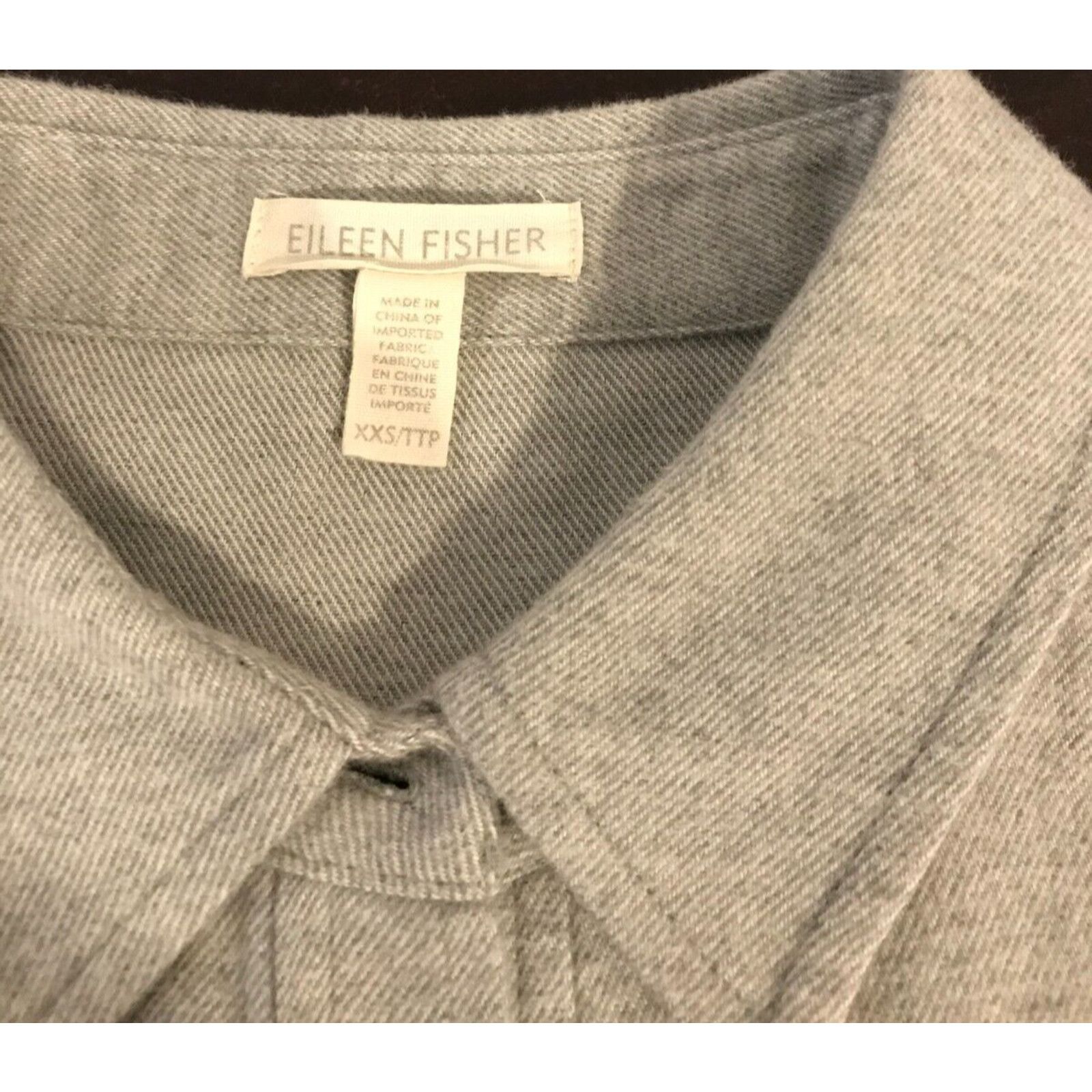 Eileen Fisher Eileen Fisher Organic Cotton Gray Flannel Button Blouse Size XXS / US 00 / IT 34 - 5 Thumbnail