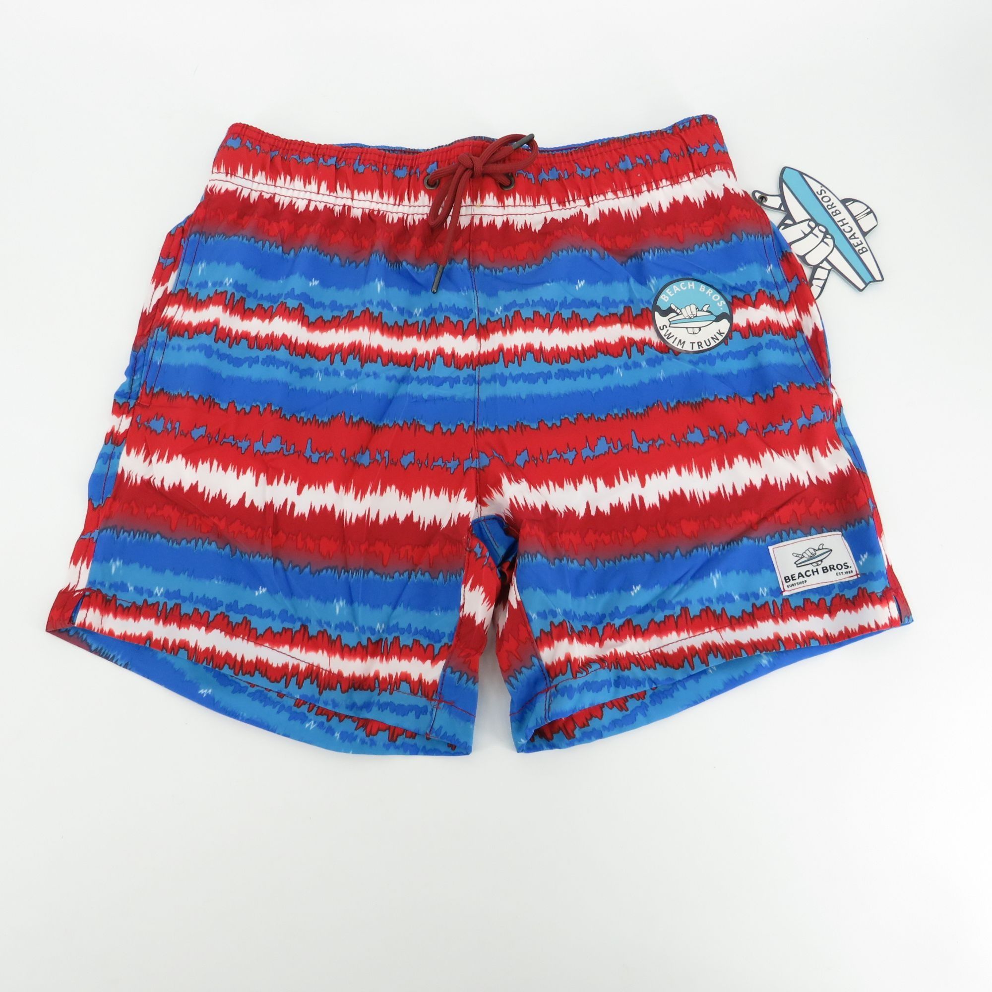 Other Beach Bros Men's Red White & Blue Patterned Swim Shorts Medi Size US 32 / EU 48 - 1 Thumbnail