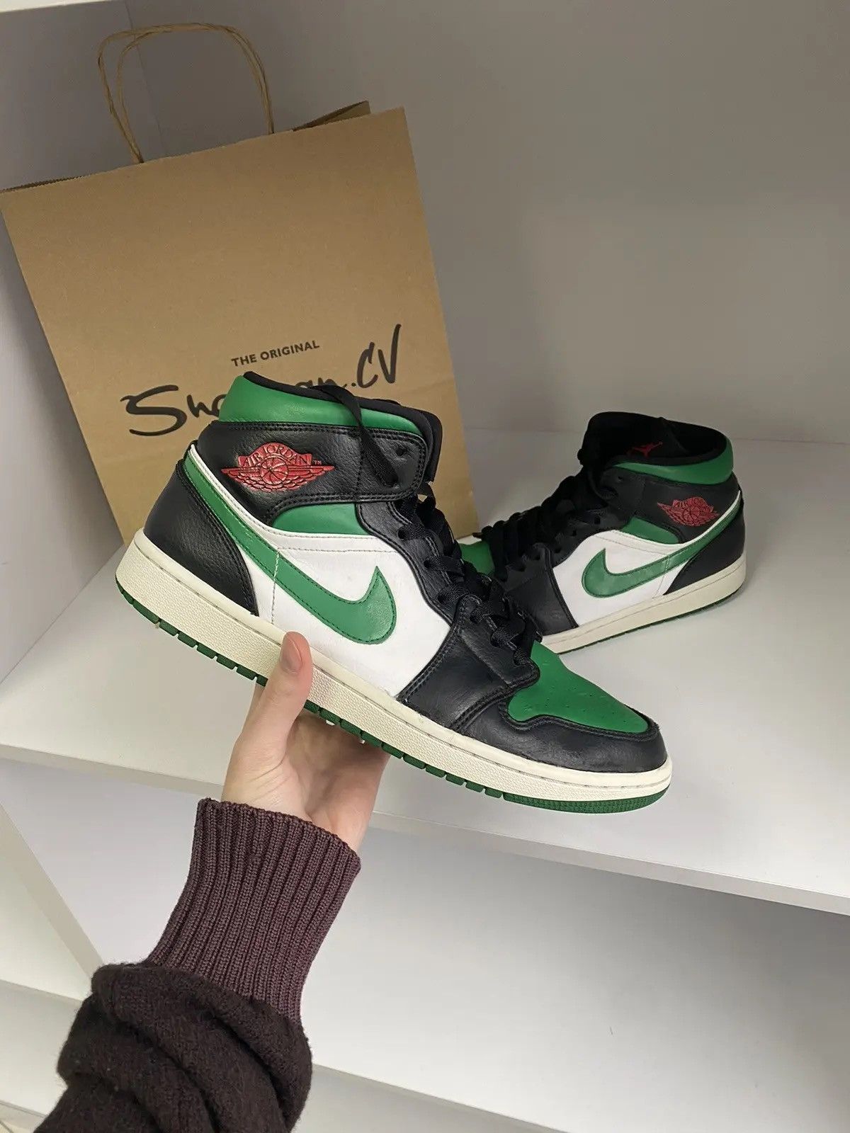 Nike × Vintage Vintage Nike Air Jordan 1 Mid Pine Green Black Size US 10 / EU 43 - 4 Thumbnail