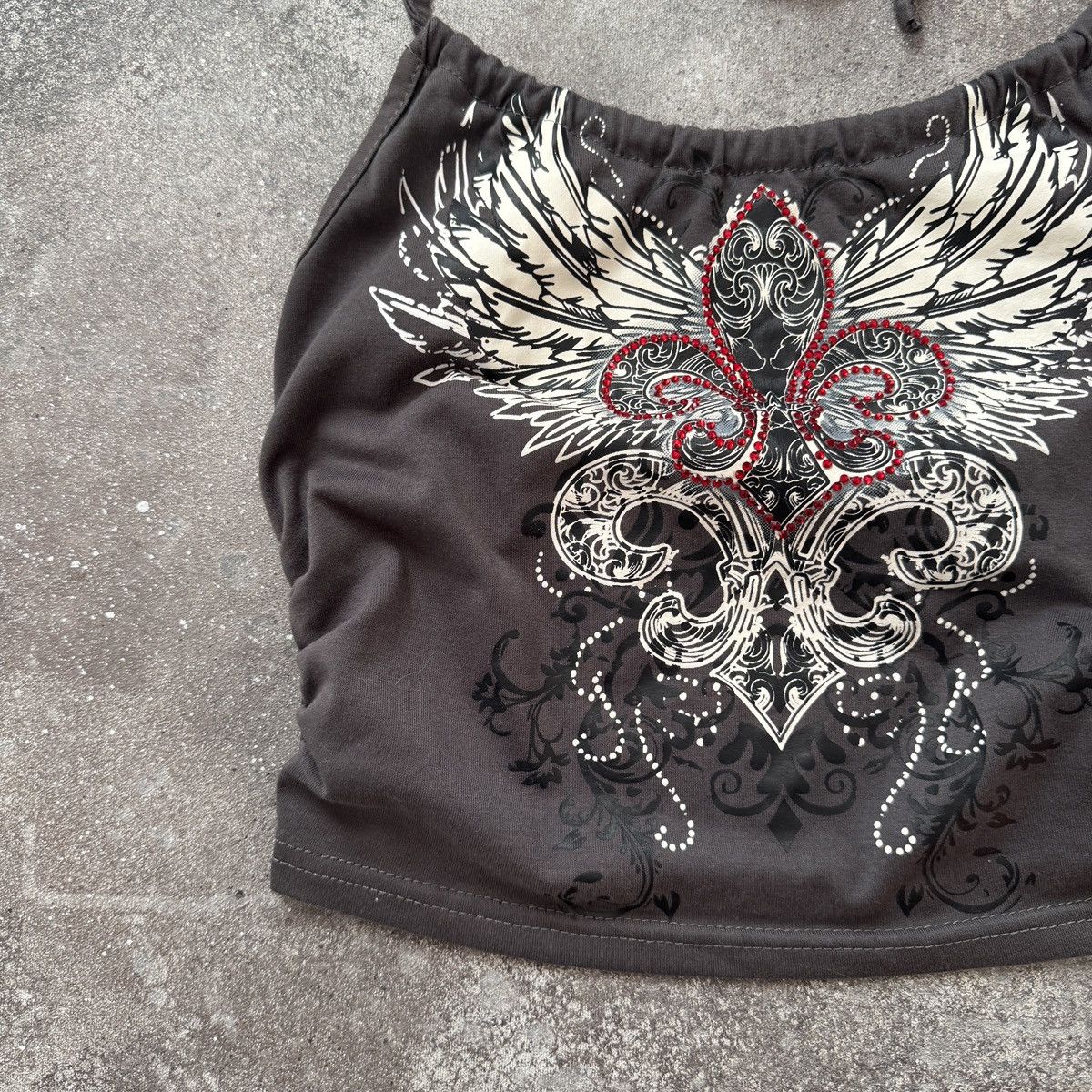 If Six Was Nine Y2K Gothic Print Super Sexy Crop Top Size S / US 4 / IT 40 - 6 Thumbnail