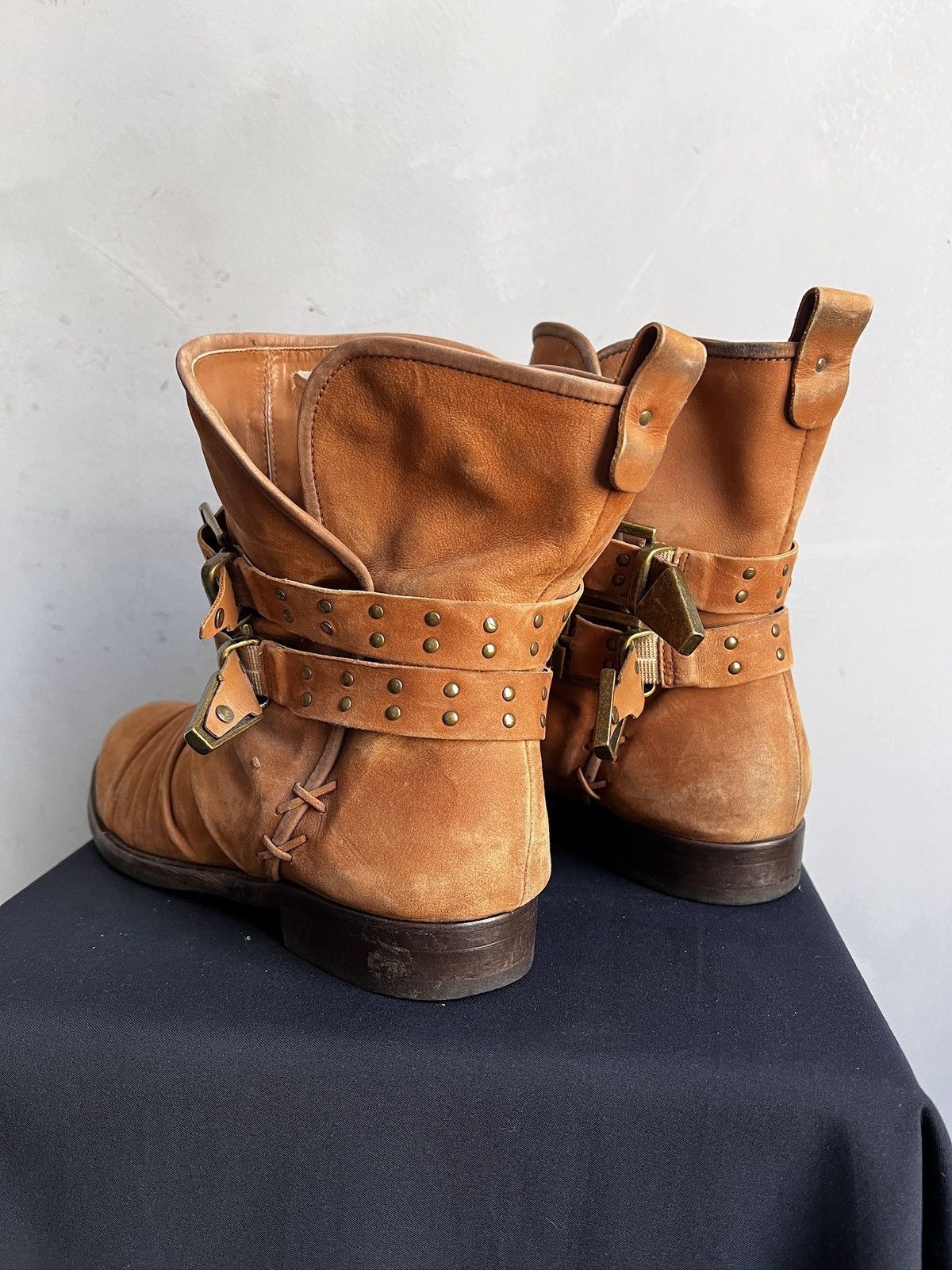 A.S.98 Hype leather ankle moto boots western guidi style y2k Size US 7.5 / EU 40-41 - 7 Thumbnail
