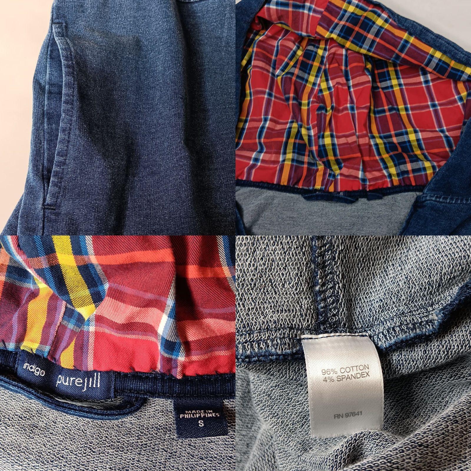 Vintage J Jill Indigo Pure Jill Jacket S Sweatshirt Knit Hoodie Blue Zip Plaid Comfort Size S / US 4 / IT 40 - 8 Thumbnail