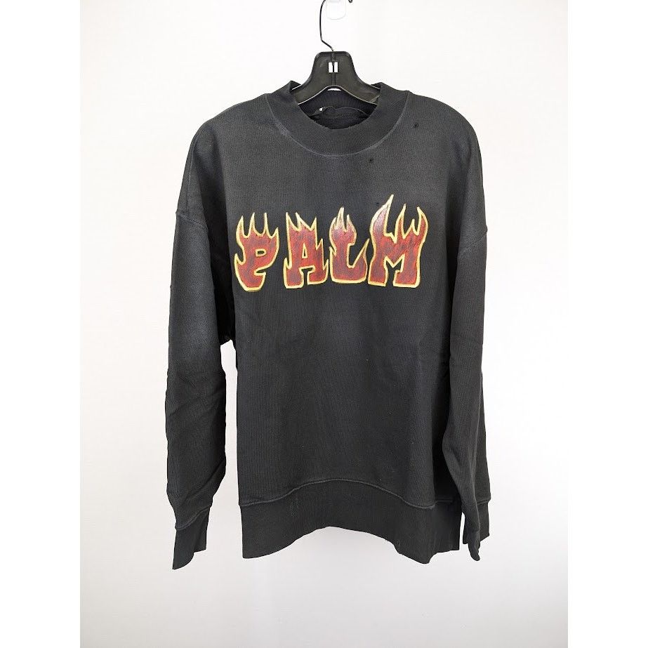 Palm Angels o1rshd1 Logo Flames Vint Crewneck Sweater in Black/Red Size US L / EU 52-54 / 3 - 2 Thumbnail