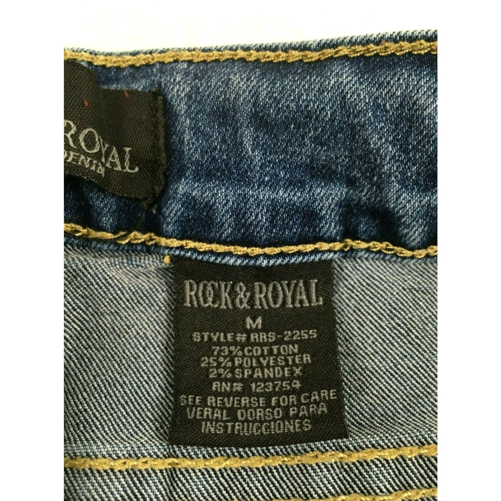 Denime Rock & Royal Jean Shorts Women's Medium Blue Denim Distressed Mid Rise Regular Size 32" / US 10 / IT 46 - 7 Thumbnail