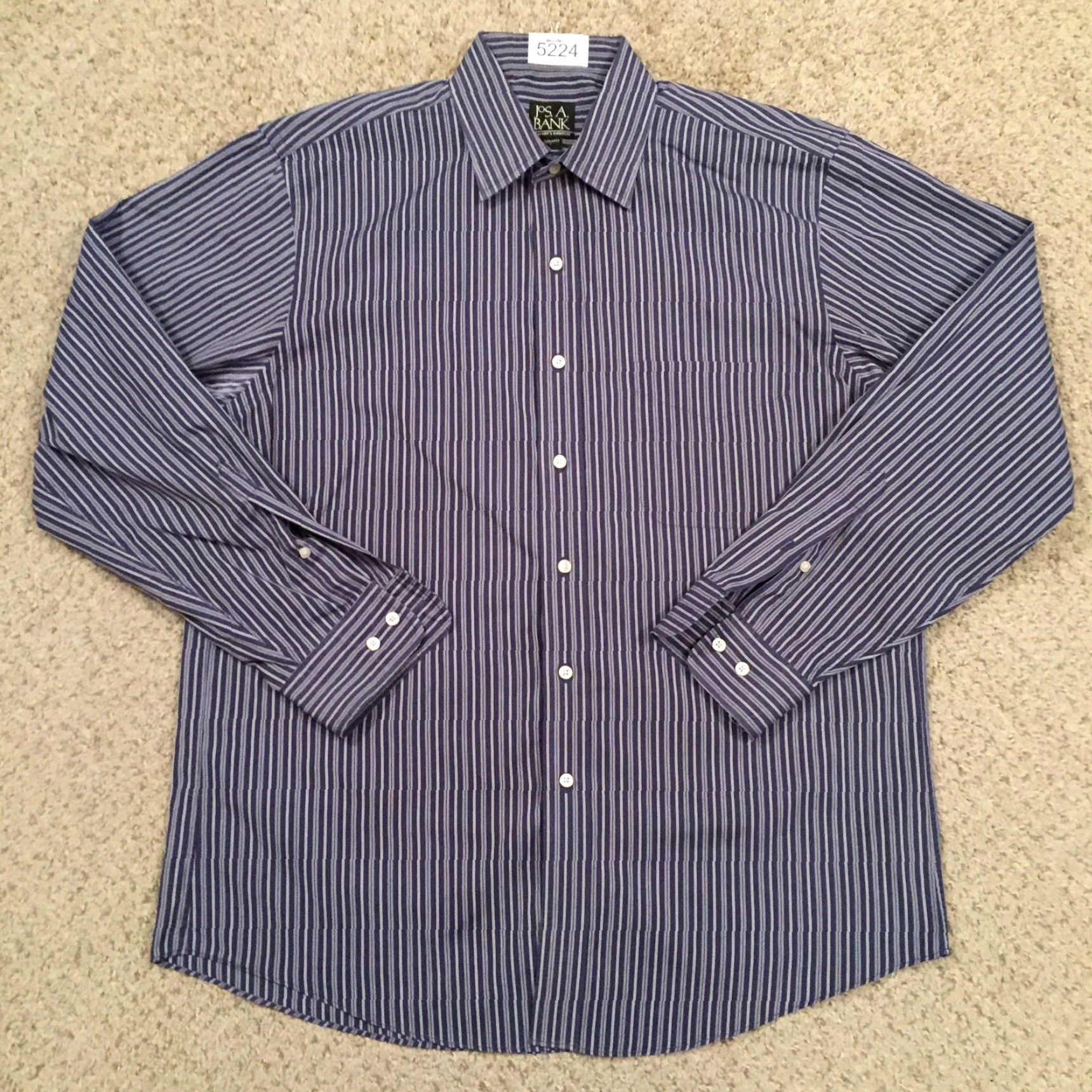 Jos. A. Bank Jos A Bank Shirt Mens Large Blue Striped Long Sleeve Button Up Size US L / EU 52-54 / 3 - 2 Thumbnail