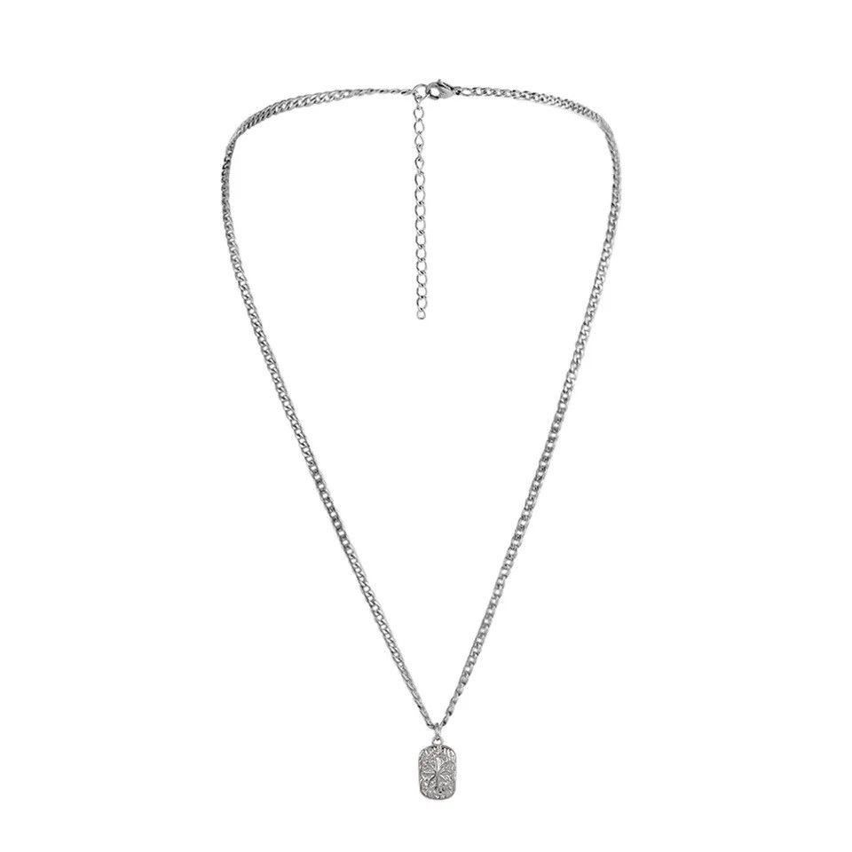 Jewelry Simple Embossed Star Square Pendant Size ONE SIZE - 5 Thumbnail