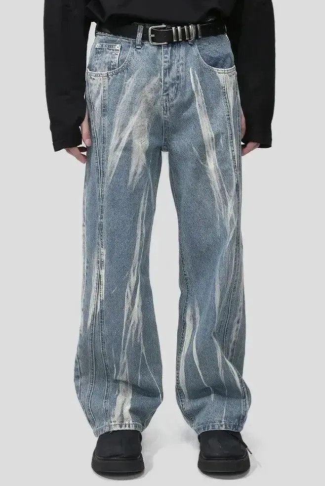 Japanese Brand Streetwear Baggy Tie Dye Wide Leg Jeans Pants Size US 30 / EU 46 - 3 Thumbnail