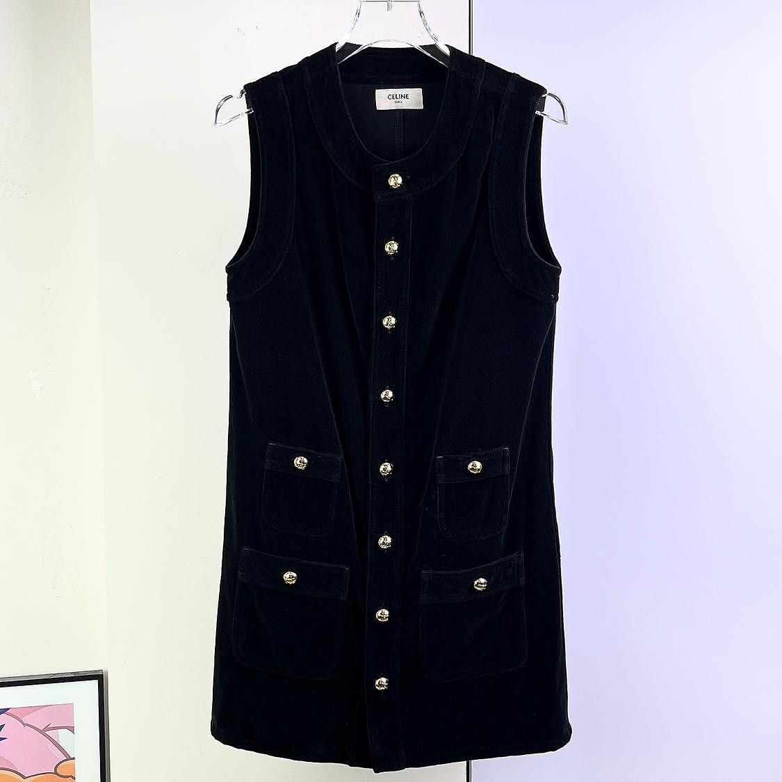 Celine Celine Gold Button Sleeveless Dress Size S Size S / US 4 / IT 40 - 1 Thumbnail