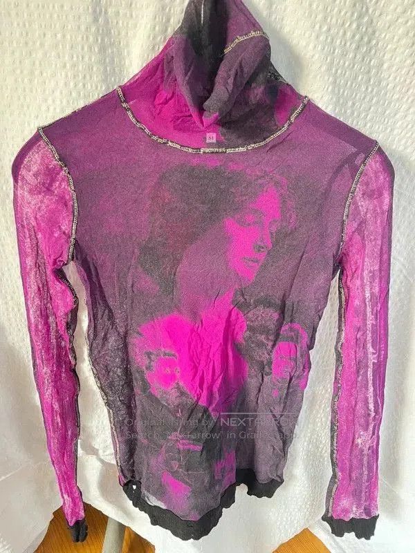 Jean Paul Gaultier Jean Paul Gaultier Sheer Face Print Top. Size M / US 6-8 / IT 42-44 - 2 Thumbnail