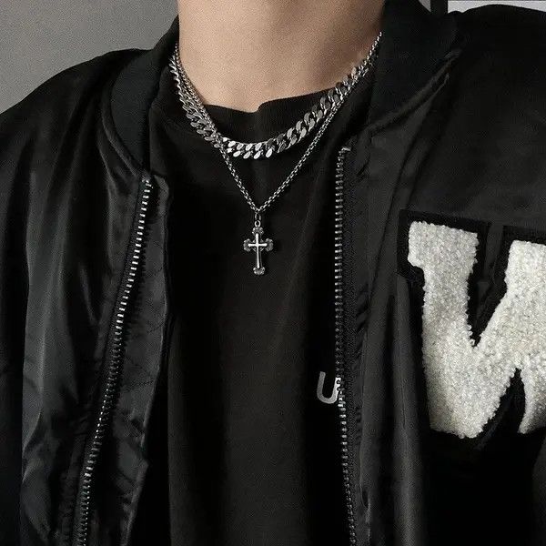 Jewelry Double Layer Chain Cross Necklace Size ONE SIZE - 3 Thumbnail