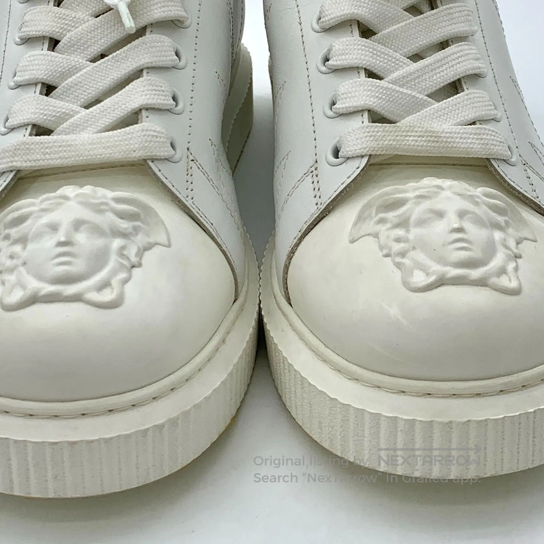 Versace Versace White Medusa Head Leather Lace-Up Casual Flat Loaf Size US 9 / IT 39 - 9 Thumbnail