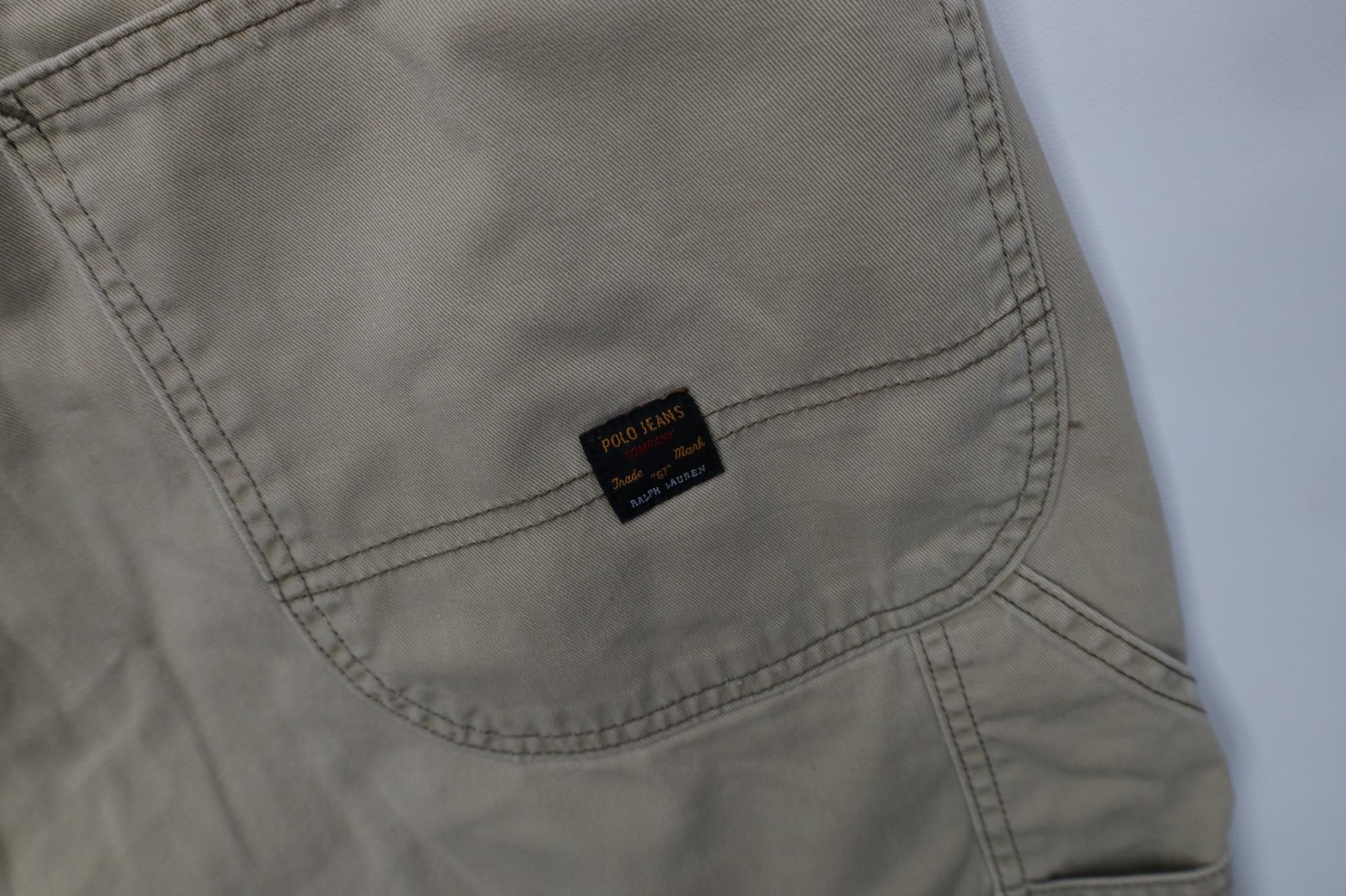 Polo Ralph Lauren Vintage 90s Ralph Lauren Baggy Carpenter Shorts Beige Cotton Size US 34 / EU 50 - 14 Thumbnail