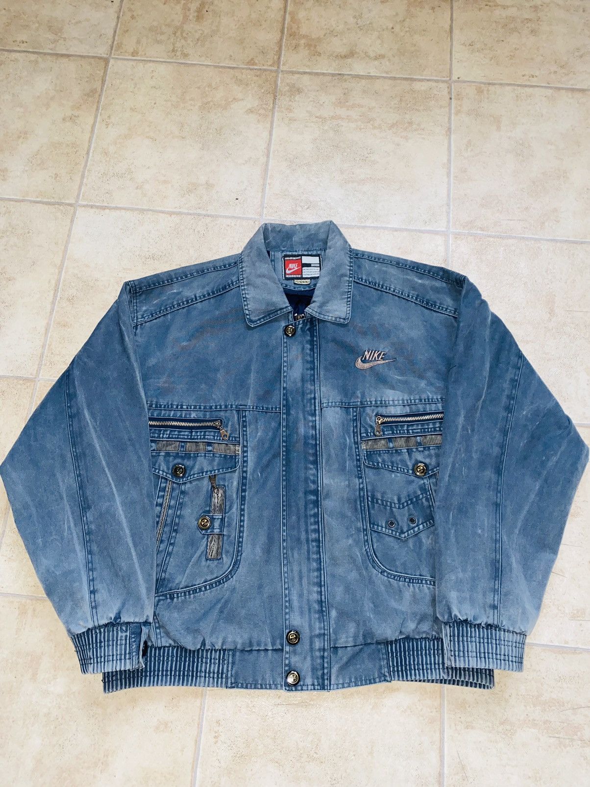 image of Distressed Denim x Nike Vintage 1986 Denim Jacket in Wash Denim, Men's (Size XL)