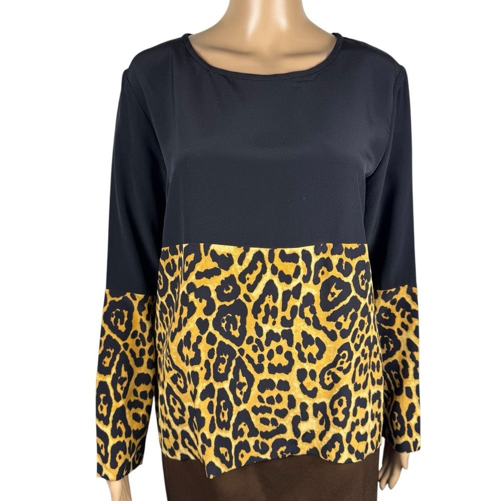 INTERMIX INTERMIX 100% Silk Black Animal Cheetah Print Long Sleeve S Size S / US 4 / IT 40 - 2 Thumbnail