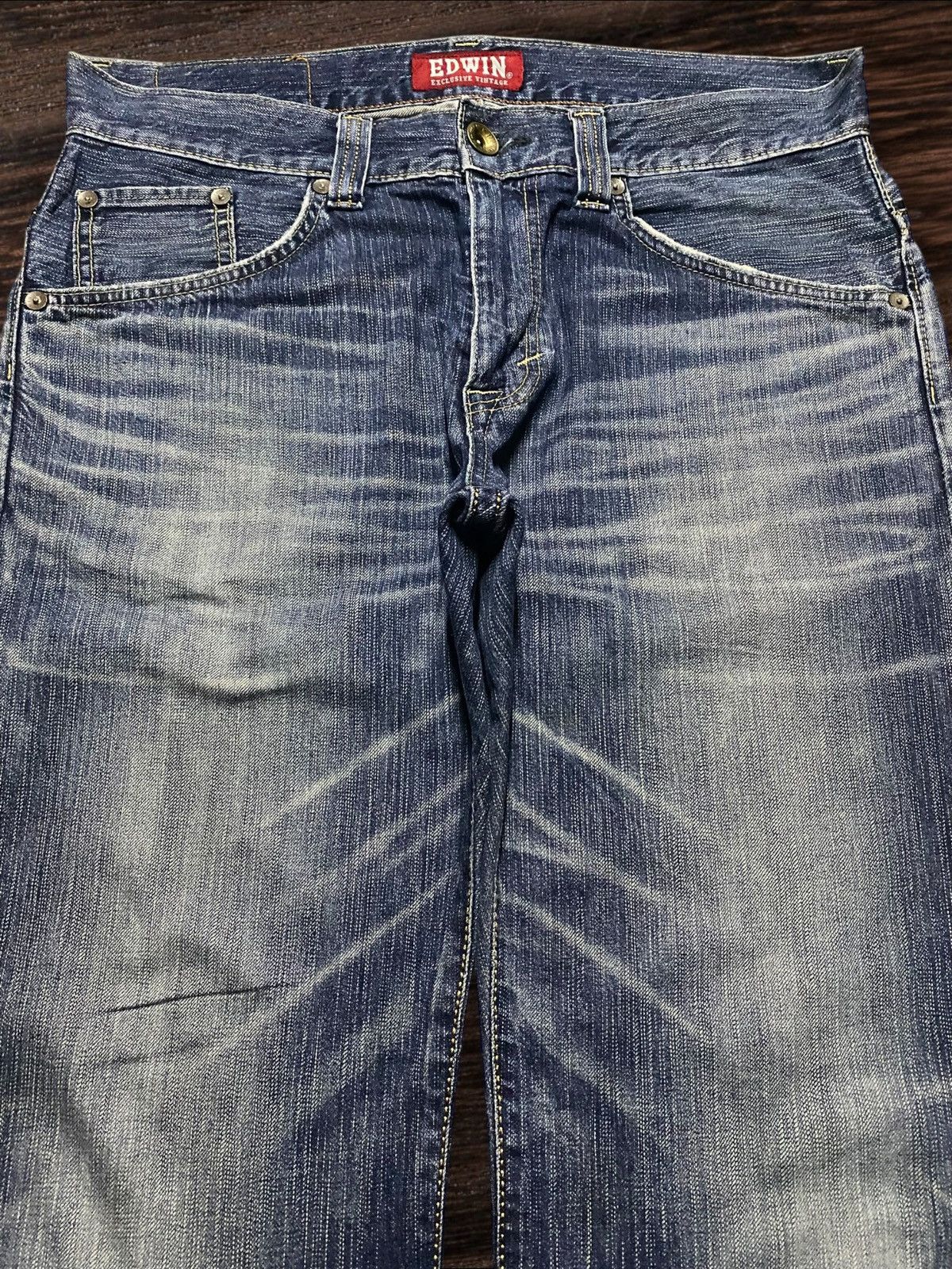 Junya Watanabe Vintage Japanese Brand Edwin 424XV Heavy Faded Baggy Jeans Size US 37 - 3 Thumbnail