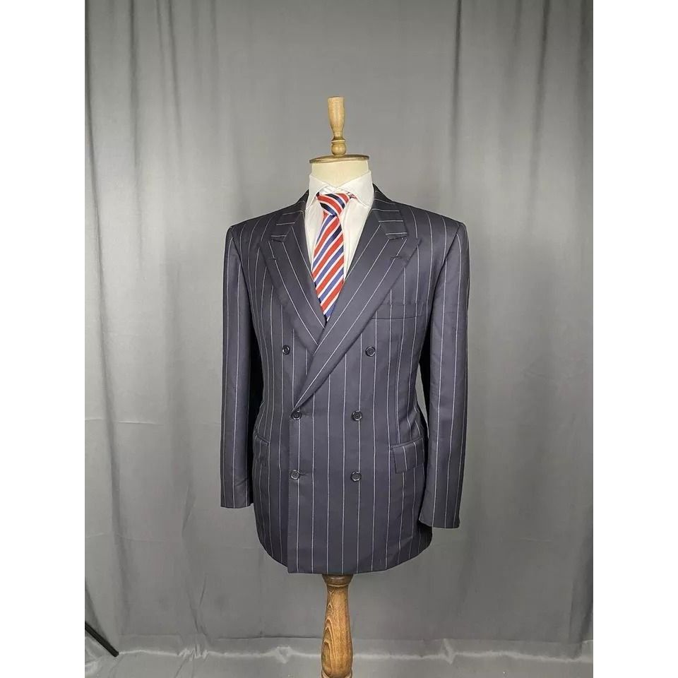 Brioni Brioni Men's Blue Wool Double Breasted Blazer Jacket Size 56 Size 54R - 2 Thumbnail