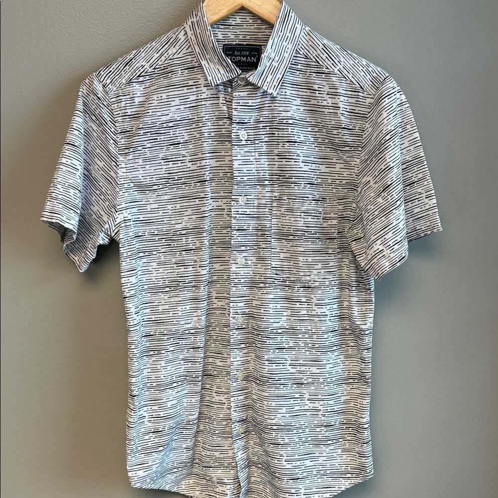 Topman Topman Classic Fit Shirt S Black White Pattern Cotton Short Size US S / EU 44-46 / 1 - 1 Thumbnail