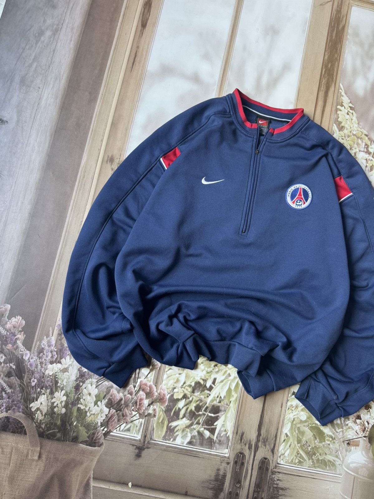 Nike Vintage Nike x Paris Saint-Germain Quarter Zip Sweatshirt 00 Size US L / EU 52-54 / 3 - 2 Thumbnail