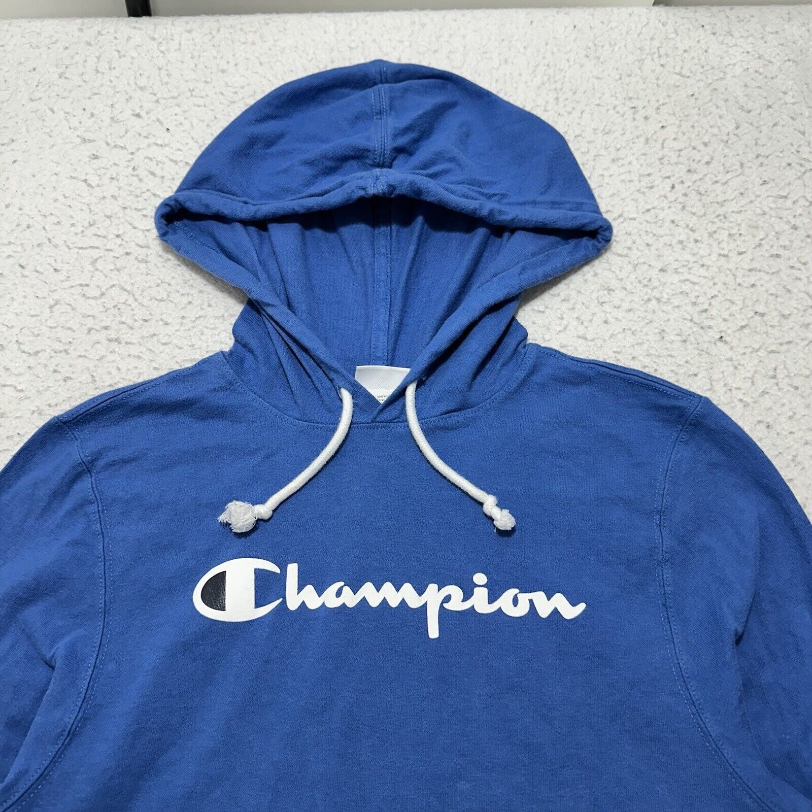 Champion Champion Small Hoodie Blue Drawstring Sweatshirt White Logo Size S / US 4 / IT 40 - 2 Thumbnail