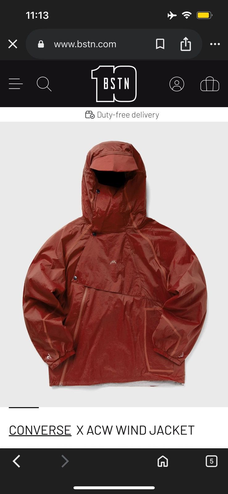 A-COLD-WALL* × Converse Converse x A COLD WALL Wind Jacket (unisex) Size US L / EU 52-54 / 3 - 16 Thumbnail