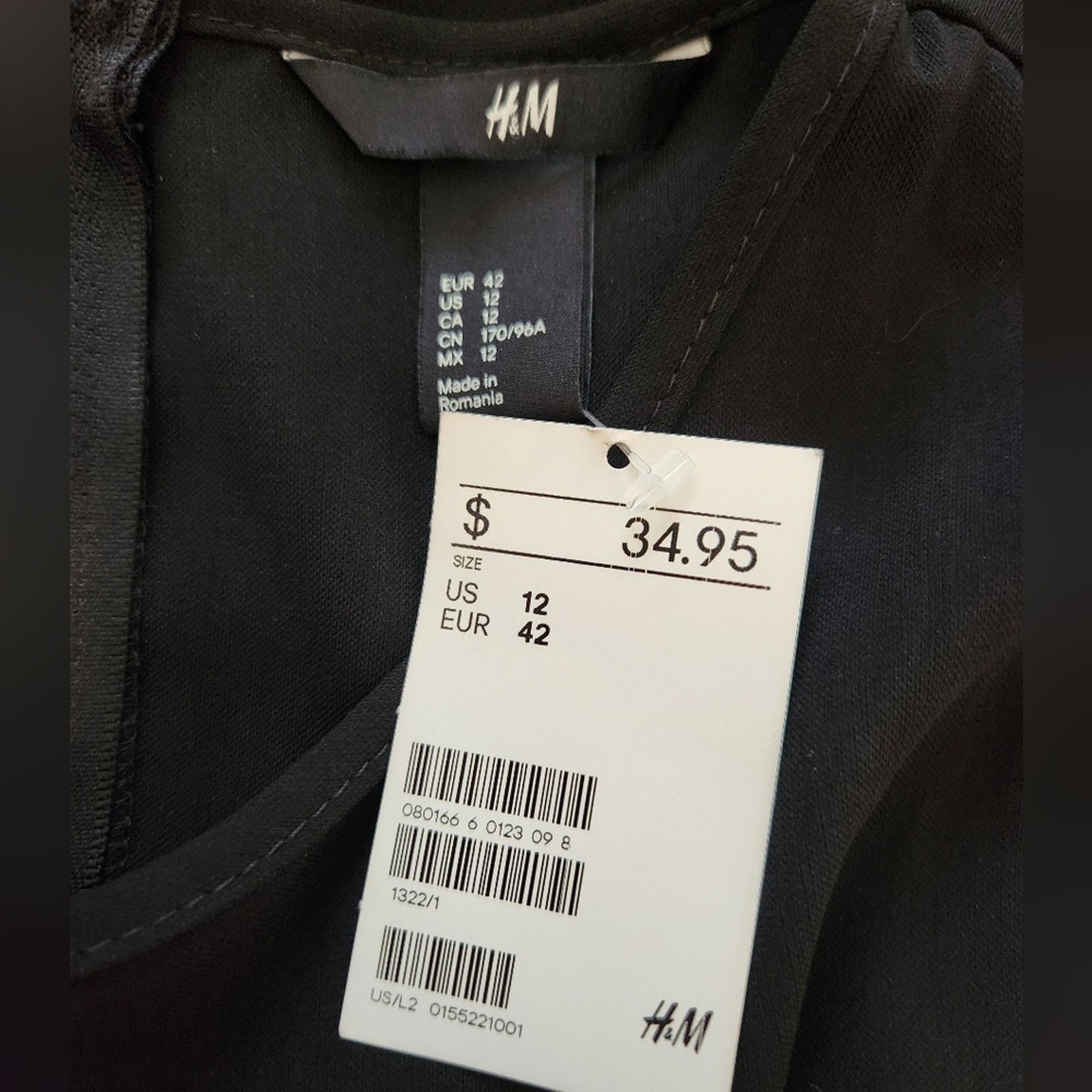H&M NWT H&M Black Peplum Mini Dress 12 Size XL / US 12-14 / IT 48-50 - 5 Thumbnail