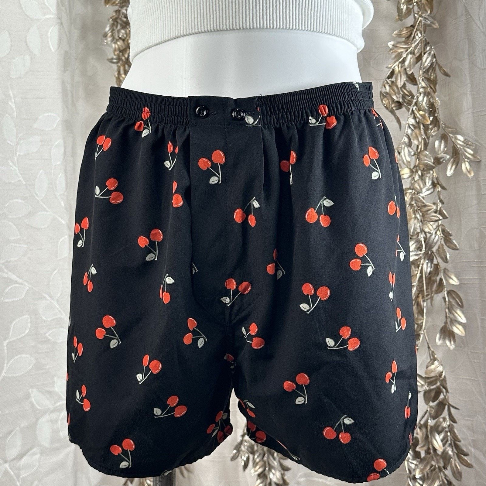 Urban Outfitters BDG Men’s S Cherry Print Boxer Shorts Black Urban Outfitters Size 26 - 2 Thumbnail