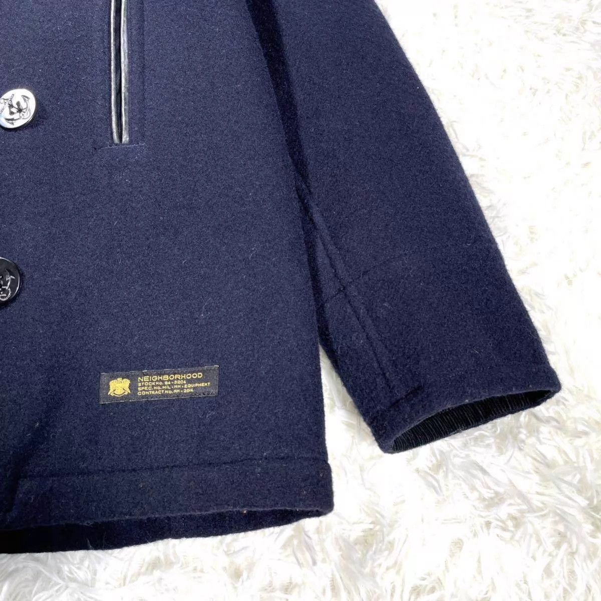 Neighborhood NEIGHBORHOOD Navy Wool Coat S Leather Panel Size US S / EU 44-46 / 1 - 5 Thumbnail