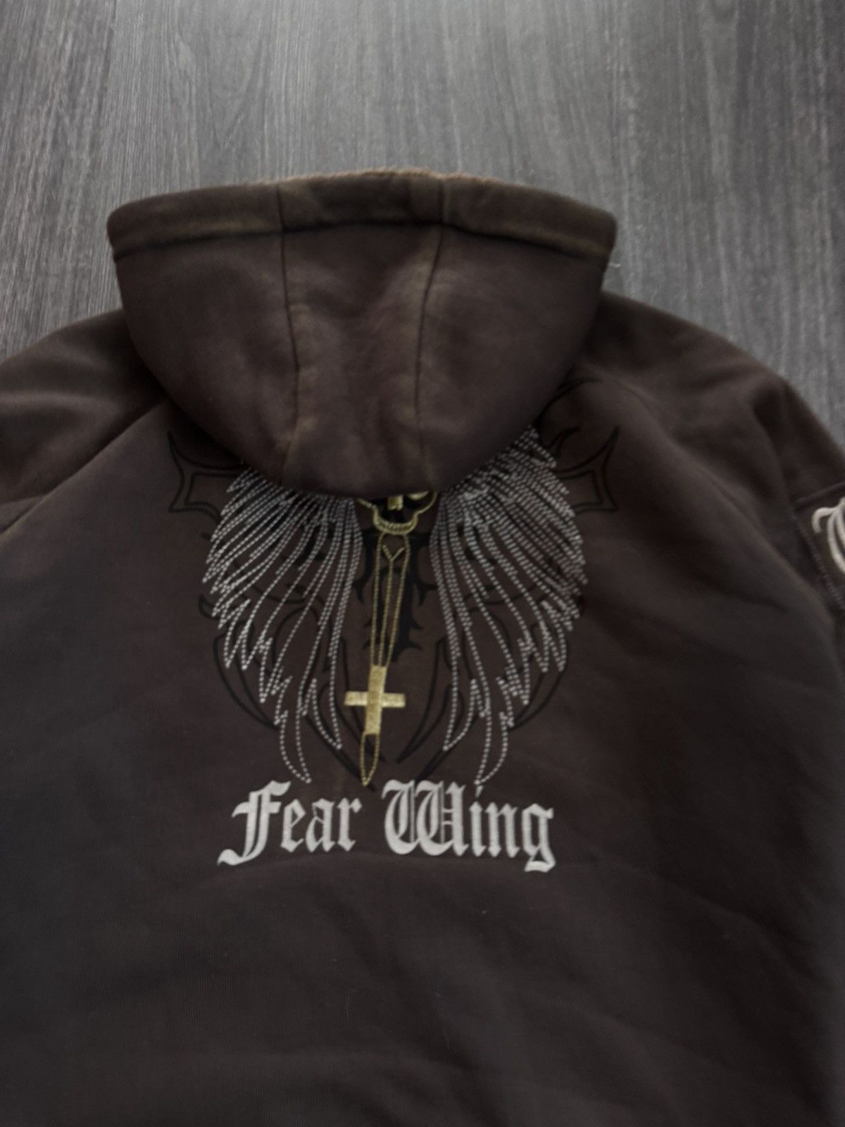 Vintage Y2K Vintage Fear Wing Sunfaded Fur Hoodie Size US L / EU 52-54 / 3 - 12 Thumbnail