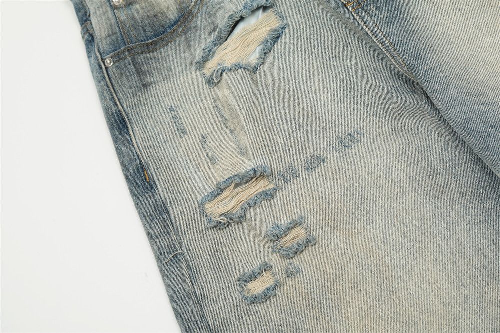 Vintage Heavy distressed men's loose casual washed ripped jeans Size US 32 / EU 48 - 5 Thumbnail