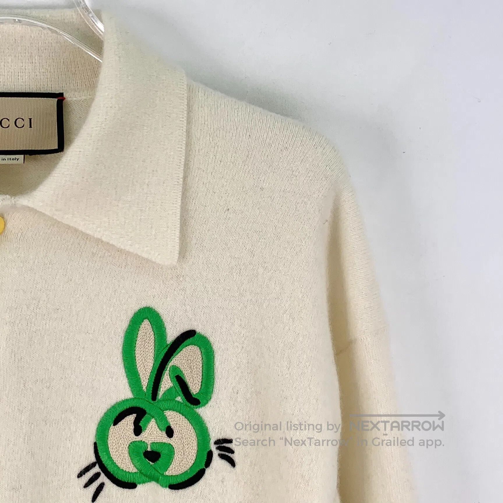 Gucci Guicci Beige Rabbit Embroidered Wool Lapel Single Breasted Size US XS / EU 42 / 0 - 3 Thumbnail