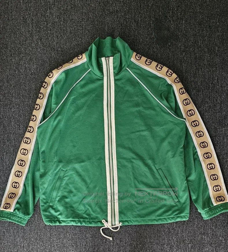 Gucci Gucci Green Track Jacket with Logo Stripes. Size US XXL / EU 58 / 5 - 1 Thumbnail