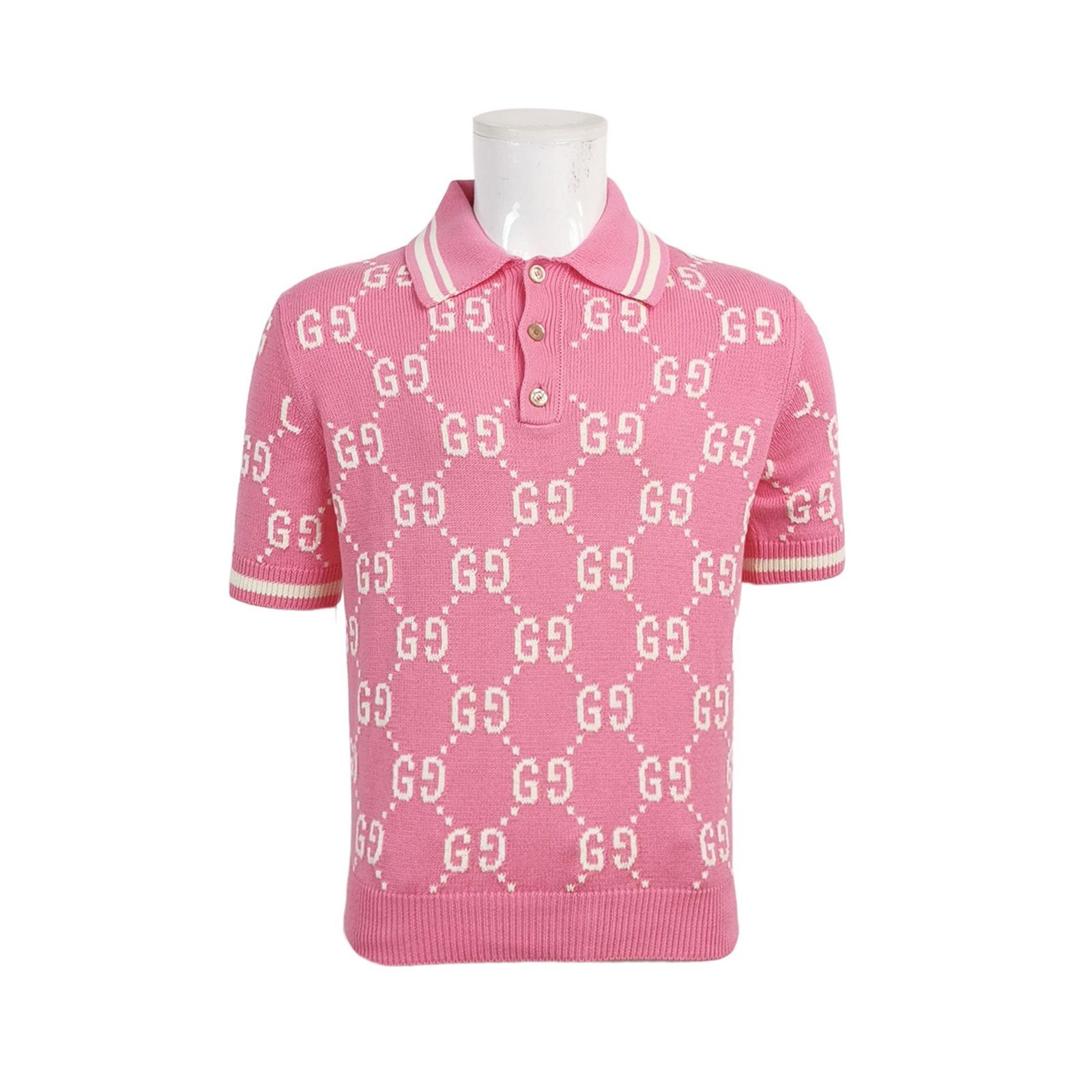 Gucci Gucci Pink GG Monogram Polo Knit Sweater S Size US S / EU 44-46 / 1 - 1 Thumbnail