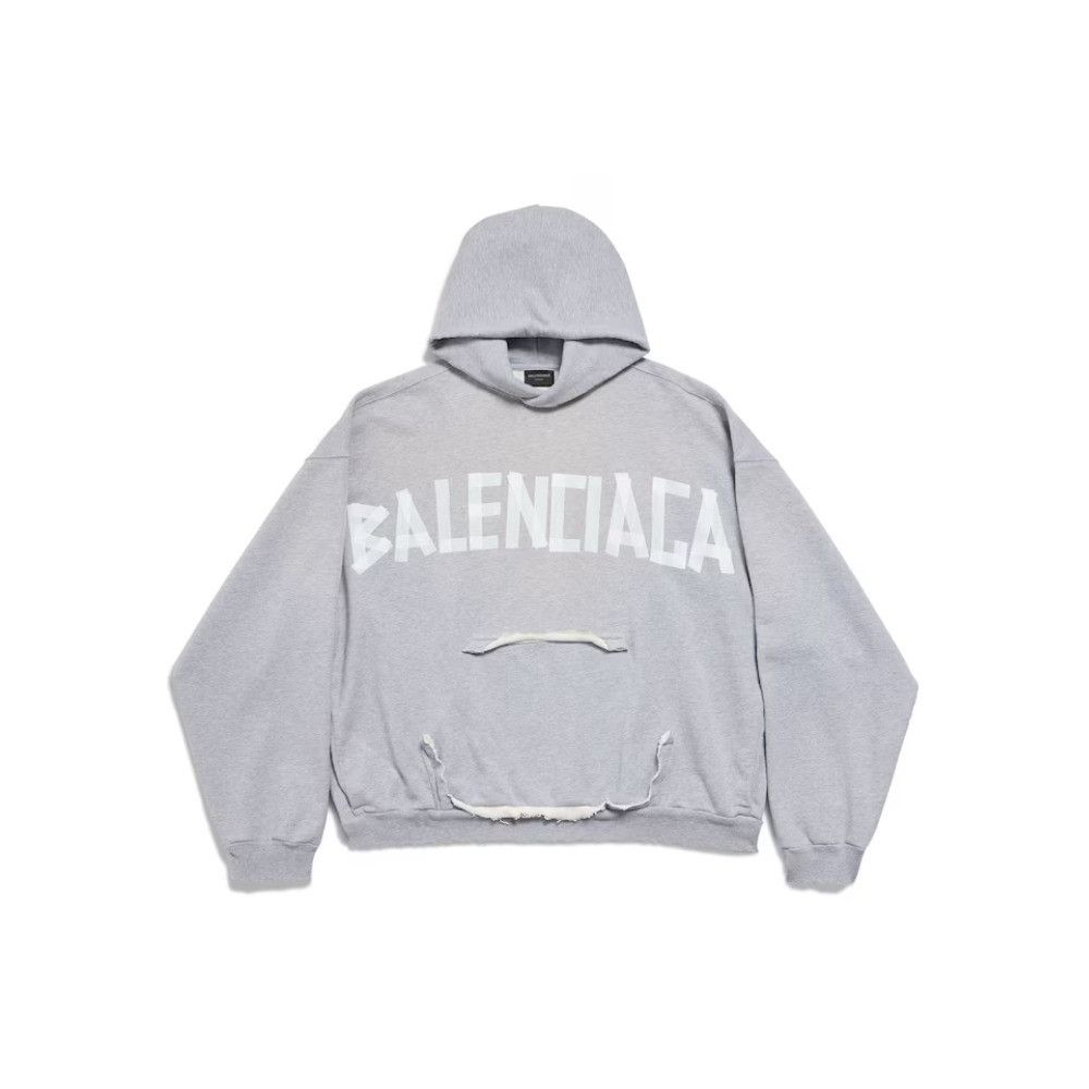 Balenciaga o1tr1nto0426 New Tape Type TR Ripped Pocket Hoodie Grey Size US XL / EU 56 / 4 - 1 Thumbnail