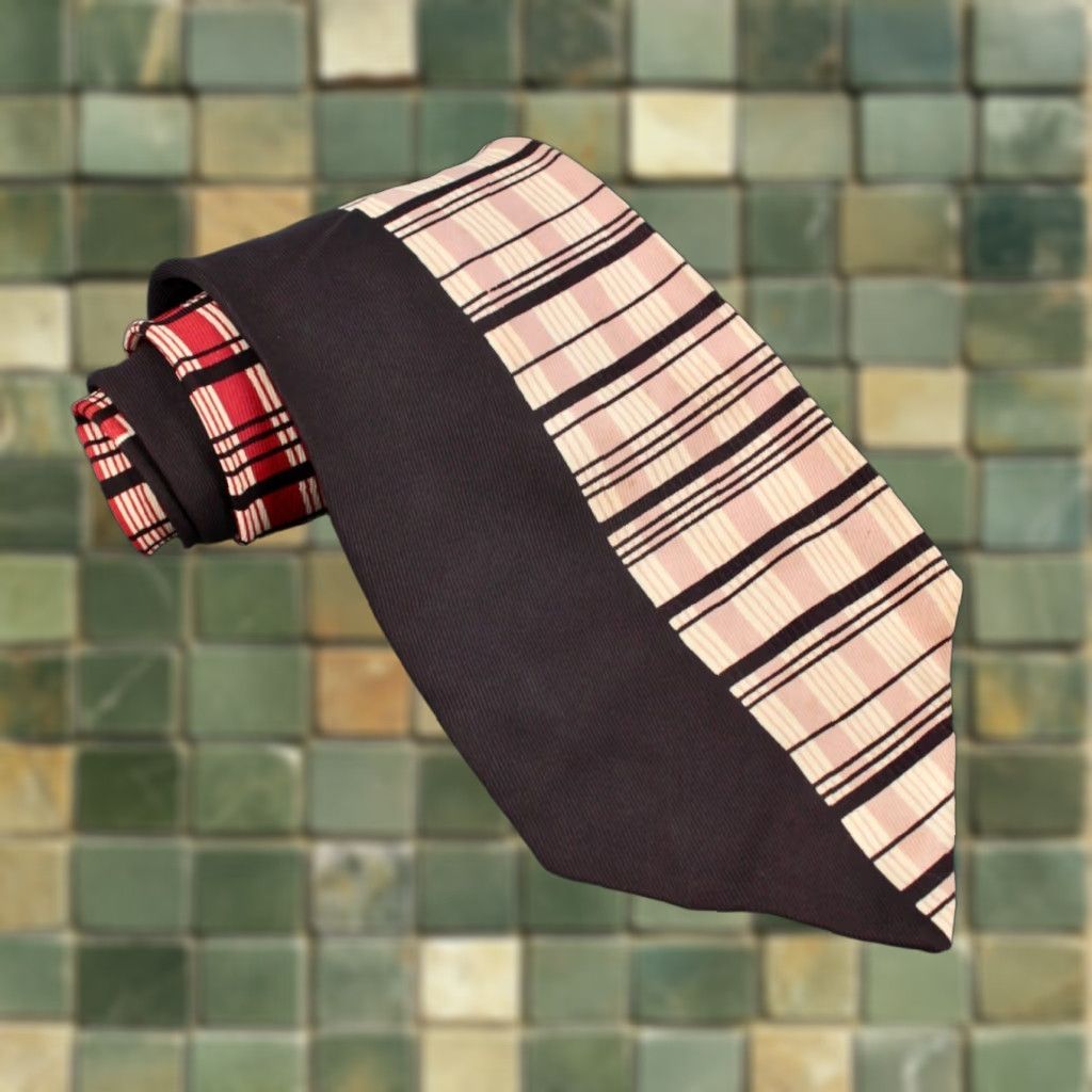 Vintage VTG Manhattan 1940s Navy Blue & Red Striped Necktie 40s Tie Men S-Title Tie Size ONE SIZE - 1 Thumbnail