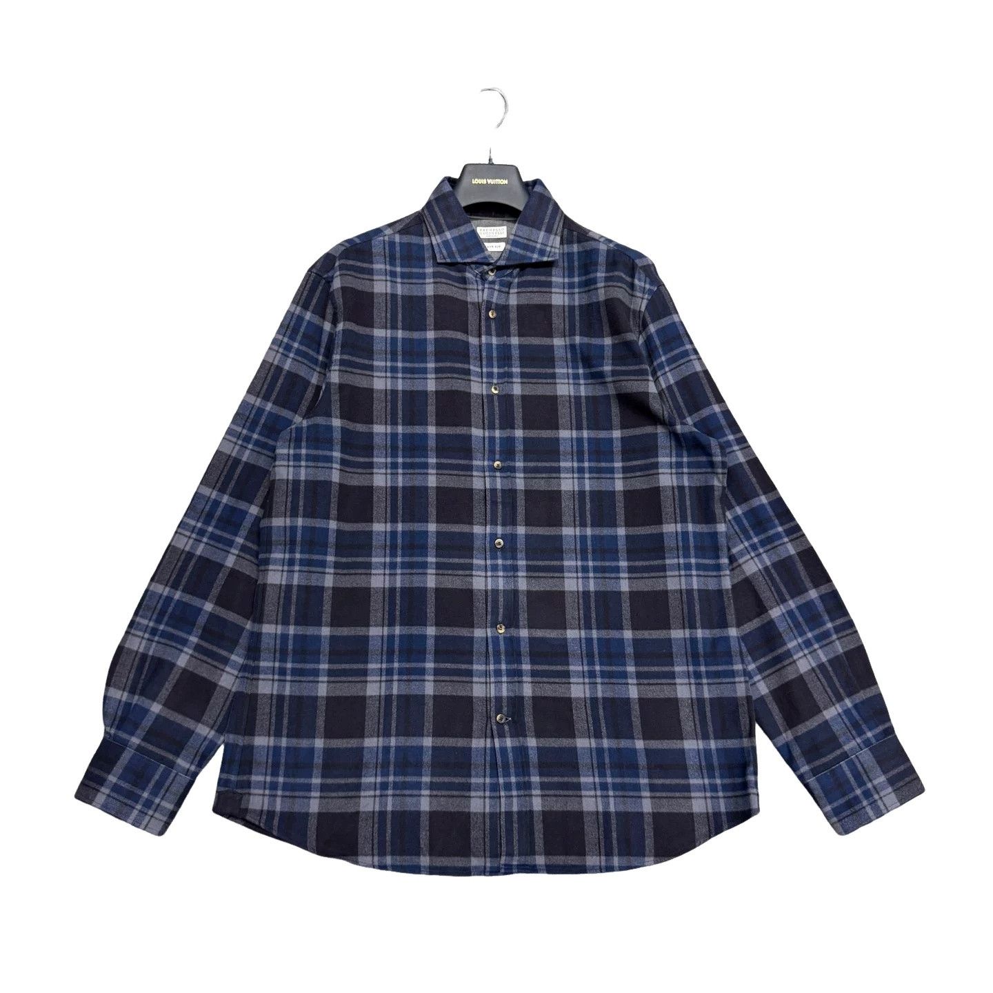 Brunello Cucinelli Brunello Cucinelli Plaid Button Up Shirt Size XL Size US XL / EU 56 / 4 - 1 Thumbnail