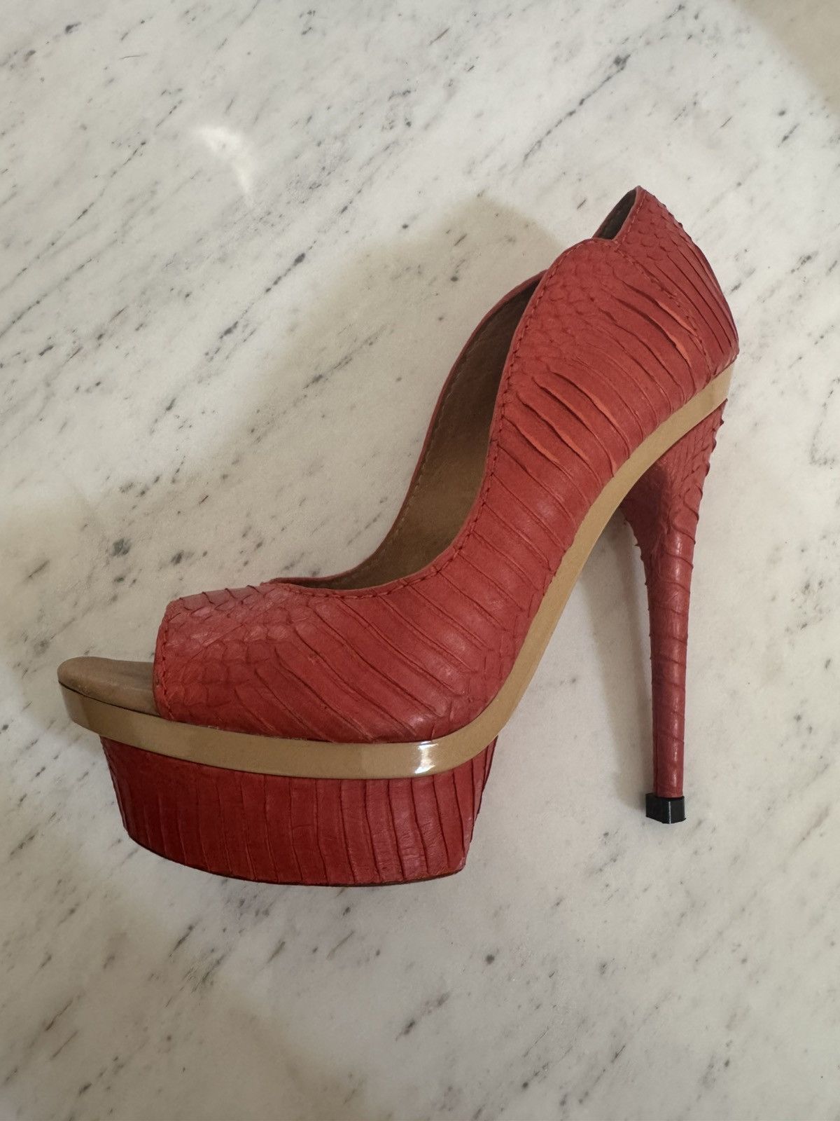 Designer × L.A.M.B. L.A.M.B leather red platform heels Size US 6.5 / IT 36.5 - 7 Thumbnail