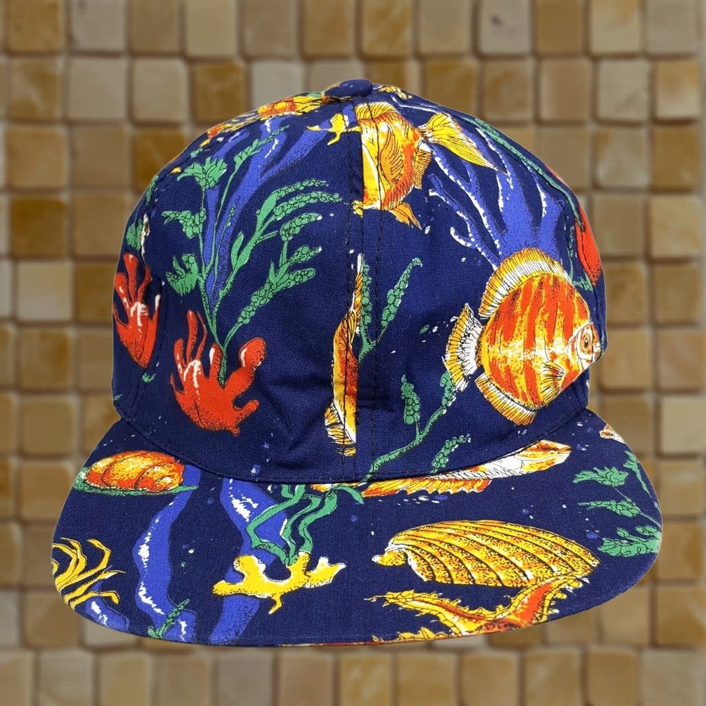 Vintage VINTAGE Infinity Chic Ocean Floor Fish USA Made Snapback Tropical Beach Hat Baseball Cap 80s Mens Adjustable Blue Cap Size ONE SIZE - 1 Thumbnail