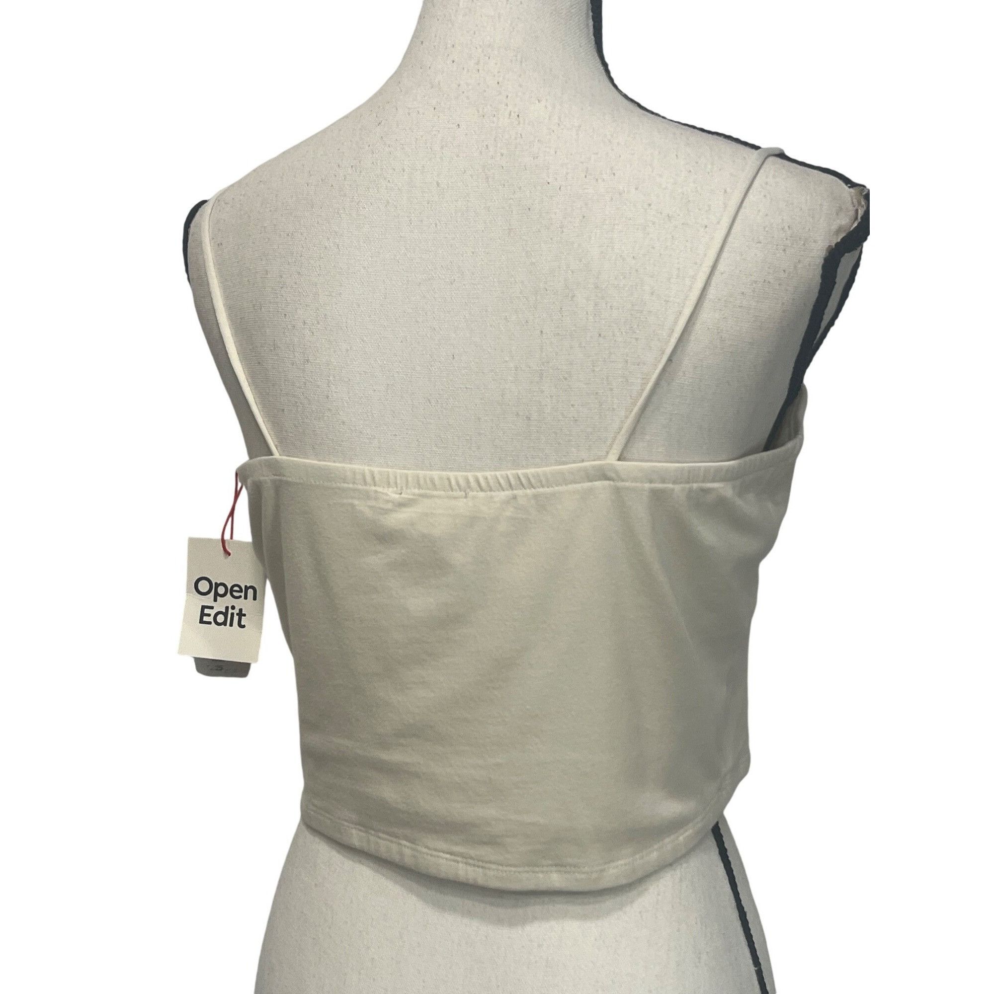 Other Open Edit Women's Spaghetti Strap Crop Tank Top, Ivory Dove, Size L / US 10 / IT 46 - 3 Thumbnail
